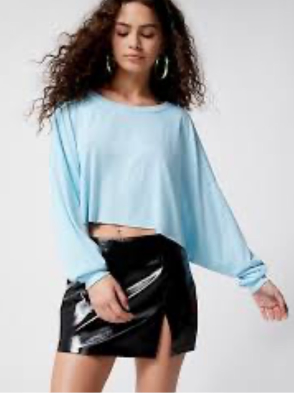 Urban Outfitters Addison Out From Under Light Blue Cozy Cropped Tee M Medium